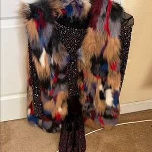 Gianni Bini Colorful Faux Fur Vest